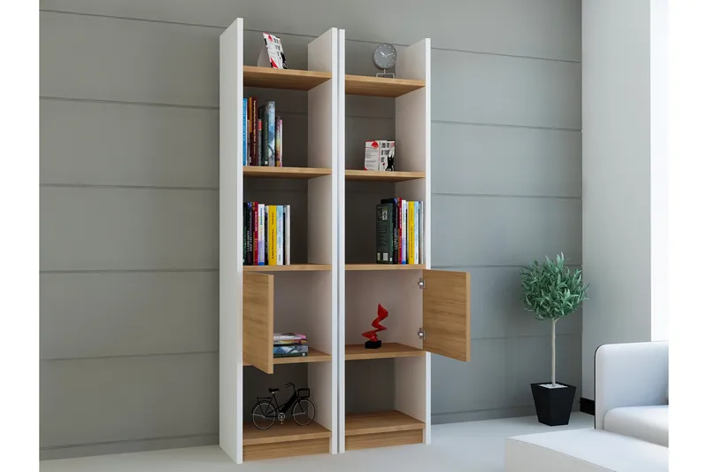 Decorotika bogreol - Vit / teak - Opbevaring - Hylder & Reoler - Bogreol