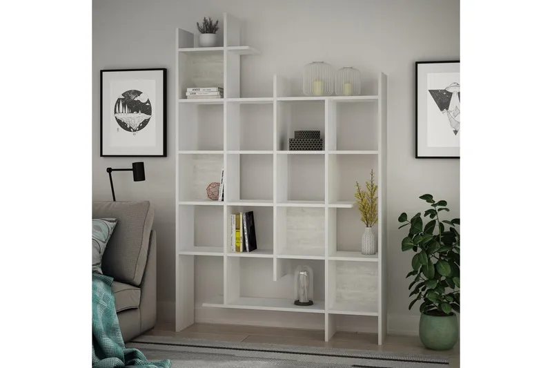 Decorta Reol 122 cm i Malet Træ - Hvid - Opbevaring - Hylder & Reoler - Bogreol