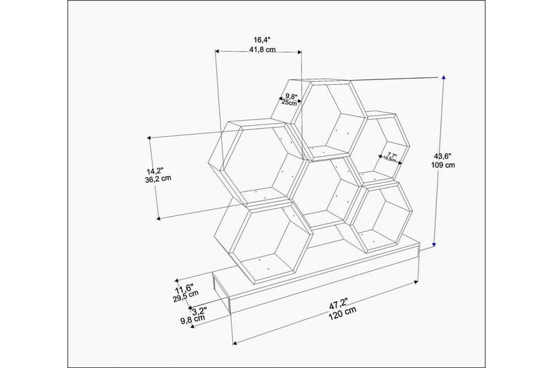 Desgrar Bogreol 120x109 cm - Hvid - Bogreol