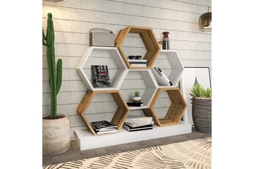 Desgrar Bogreol 120x109 cm i Eg - Hvid - Opbevaring - Hylder & Reoler - Bogreol
