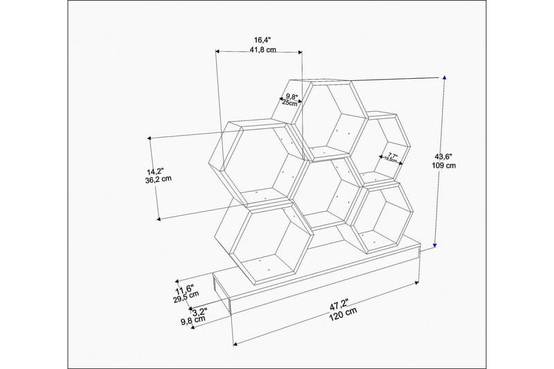 Desgrar Bogreol 120x109 cm i Eg - Hvid - Opbevaring - Hylder & Reoler - Bogreol