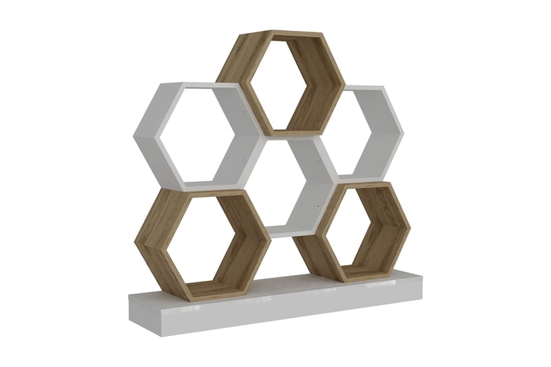 Desgrar Bogreol 120x109 cm i Eg, Hvid