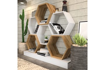 Desgrar Bogreol 120x109 cm i Eg - Hvid - Opbevaring - Hylder & Reoler - Bogreol