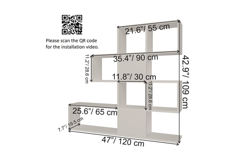 Desgrar Bogreol 120x109 cm i Malet Træ - Hvid - Opbevaring - Hylder & Reoler - Bogreol