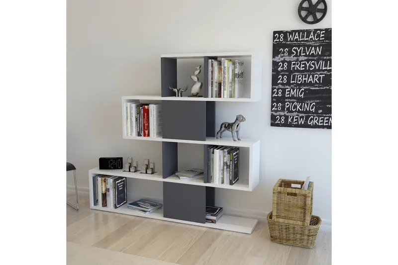 Desgrar Bogreol 120x109 cm i Malet Træ - Hvid - Opbevaring - Hylder & Reoler - Bogreol
