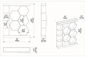 Desgrar Bogreol 140x177,4 cm - Hvid - Opbevaring - Hylder & Reoler - Bogreol