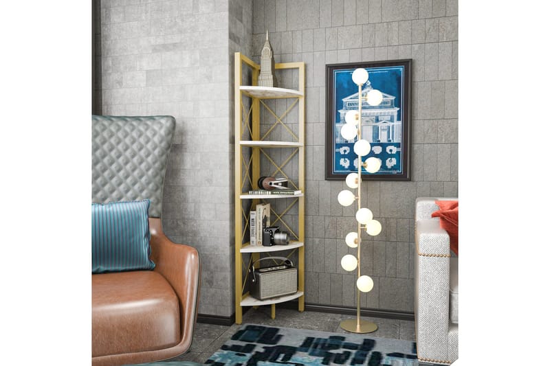 Desgrar Bogreol 30,5x160 cm - Guld - Opbevaring - Hylder & Reoler - Bogreol