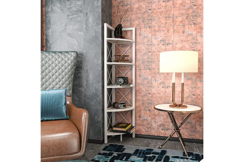 Desgrar Bogreol 30,5x160 cm - Hvid - Opbevaring - Hylder & Reoler - Hjørnehylde og hjørnereol