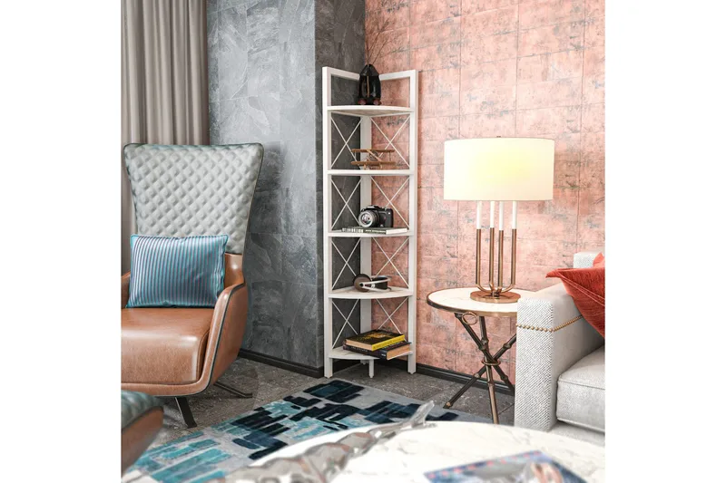 Desgrar Bogreol 30,5x160 cm - Hvid - Opbevaring - Hylder & Reoler - Hjørnehylde og hjørnereol