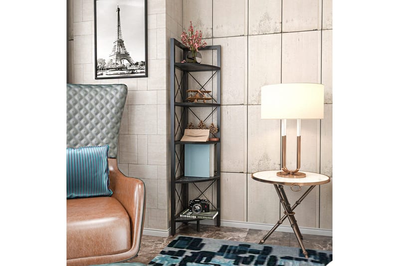 Desgrar Bogreol 30,5x160 cm - Sort - Opbevaring - Hylder & Reoler - Hjørnehylde og hjørnereol