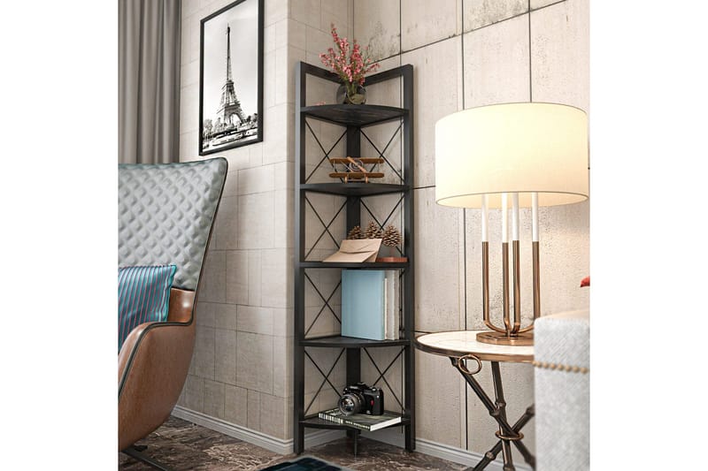 Desgrar Bogreol 30,5x160 cm - Sort - Opbevaring - Hylder & Reoler - Hjørnehylde og hjørnereol