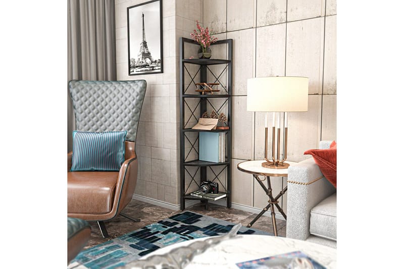 Desgrar Bogreol 30,5x160 cm - Sort - Opbevaring - Hylder & Reoler - Hjørnehylde og hjørnereol