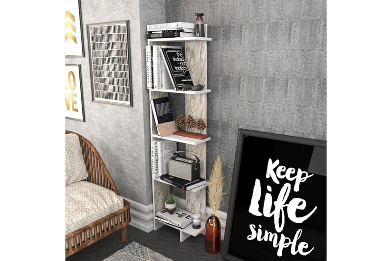 Desgrar Bogreol 45,2x180 cm - Hvid - Opbevaring - Hylder & Reoler - Bogreol