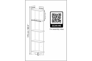 Desgrar Bogreol 45,2x180 cm - Hvid - Opbevaring - Hylder & Reoler - Bogreol