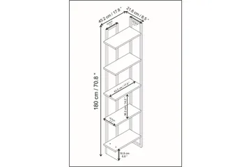 Desgrar Bogreol 45,2x180 cm - Sort - Opbevaring - Hylder & Reoler - Bogreol