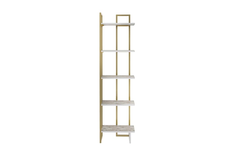 Desgrar Bogreol 45.2x180 cm i Træ med Metalramme - Hvid - Opbevaring - Hylder & Reoler - Bogreol
