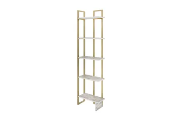 Desgrar Bogreol 45.2x180 cm i Træ med Metalramme - Hvid - Opbevaring - Hylder & Reoler - Bogreol