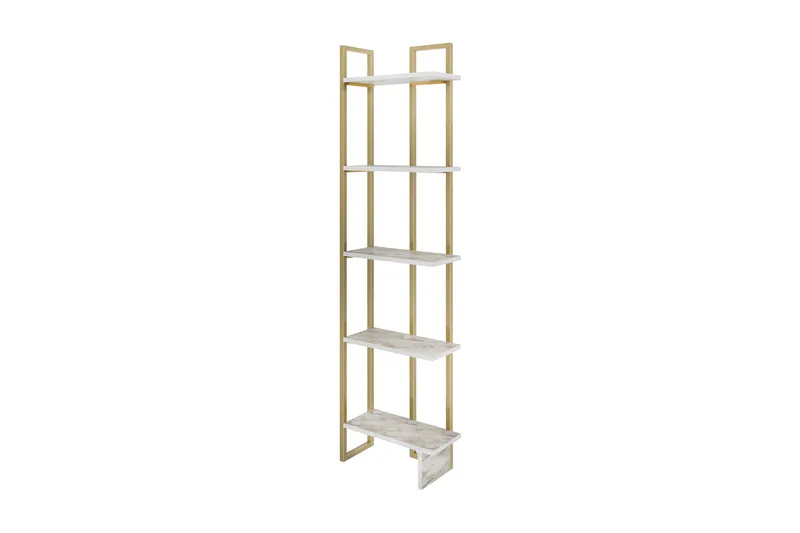 Desgrar Bogreol 45.2x180 cm i Træ med Metalramme, Hvid