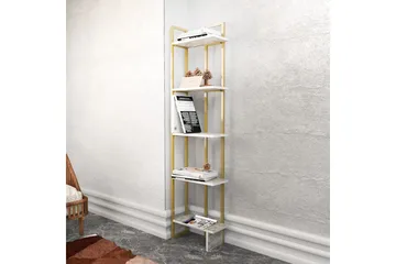 Desgrar Bogreol 45.2x180 cm i Træ med Metalramme - Hvid - Opbevaring - Hylder & Reoler - Bogreol