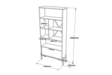 Desgrar Bogreol 45x76 cm - Brun/Betongrå/Antracit - Opbevaring - Hylder & Reoler - Bogreol