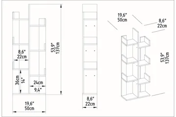 Desgrar Bogreol 50x173 cm - Brun - Opbevaring - Hylder & Reoler - Bogreol