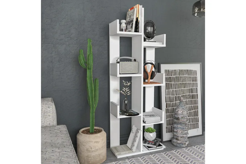 Desgrar Bogreol 50x173 cm i Malet Træ - Hvid - Opbevaring - Hylder & Reoler - Bogreol