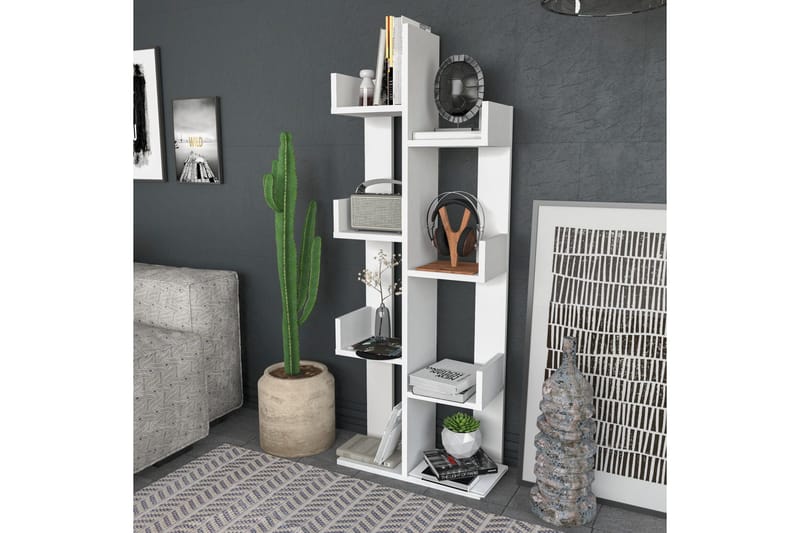 Desgrar Bogreol 50x173 cm i Malet Træ - Hvid - Opbevaring - Hylder & Reoler - Bogreol