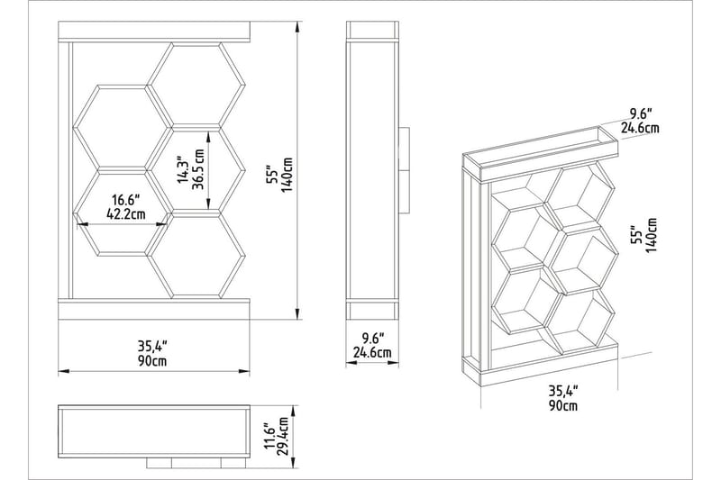 Desgrar Bogreol 90 cm i Malet Træ - Hvid - Opbevaring - Hylder & Reoler - Bogreol