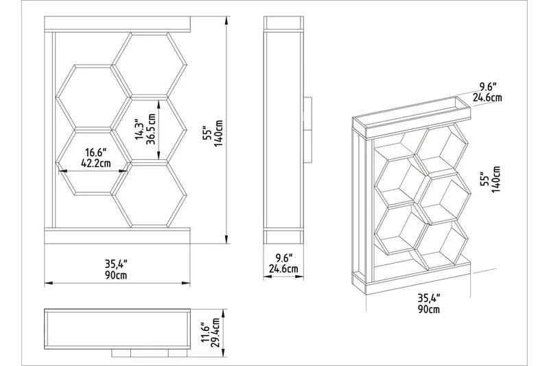 Desgrar Bogreol 90x140 cm - Hvid - Opbevaring - Hylder & Reoler - Bogreol