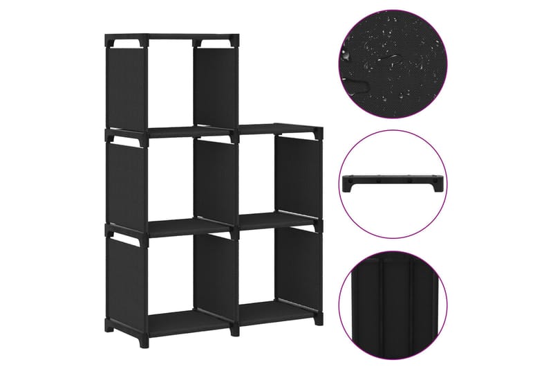 Displayreol Med 5 Kubeformede Rum 103x30x72,5 cm Stof Sort - Opbevaring - Hylder & Reoler - Bogreol
