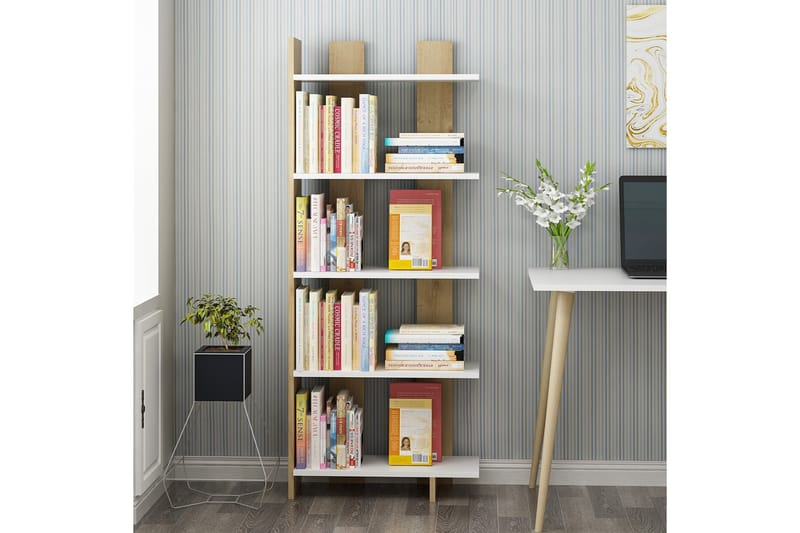 Elas Bogreol 62x25 cm Hvid/Brun - Hanah Home - Opbevaring - Hylder & Reoler - Bogreol