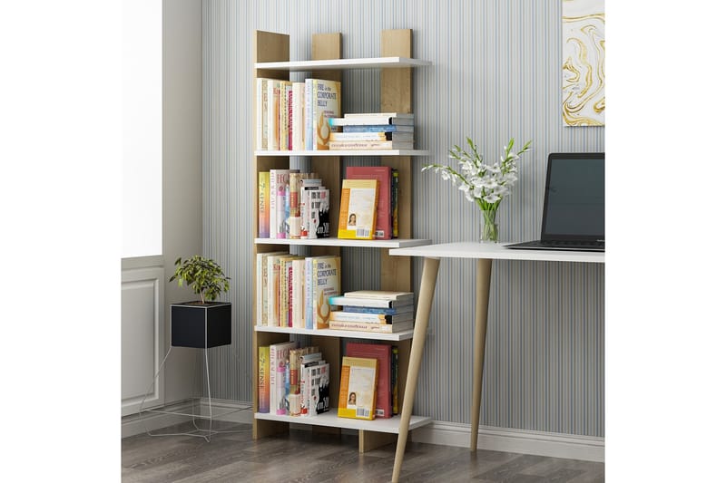 Elas Bogreol 62x25 cm Hvid/Brun - Hanah Home - Opbevaring - Hylder & Reoler - Bogreol