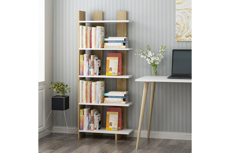 Elas Bogreol 62x25 cm Hvid/Brun - Hanah Home - Opbevaring - Hylder & Reoler - Bogreol