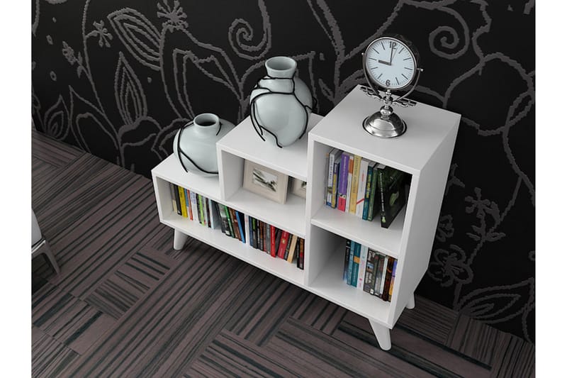Elegancia Bogreol 106 cm i Malet Træ - Hvid - Opbevaring - Hylder & Reoler - Bogreol
