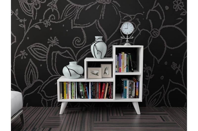 Elegancia Bogreol 106 cm i Malet Træ - Hvid - Opbevaring - Hylder & Reoler - Bogreol