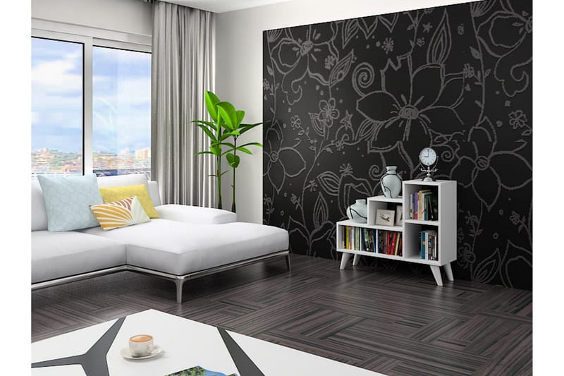Elegancia Bogreol 106 cm i Malet Træ - Hvid - Opbevaring - Hylder & Reoler - Bogreol