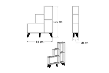 Elegancia Bogreol 106 cm i Malet Træ - Hvid - Opbevaring - Hylder & Reoler - Bogreol