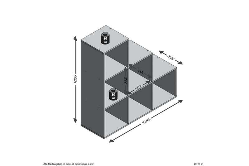 FMD rumdeler med 6 rum mørkegrå - Grå - Bogreol