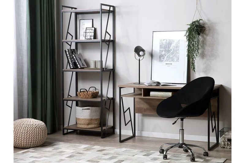 Forres Bogreol 64 cm i Mørkt Træ, Gråbrun