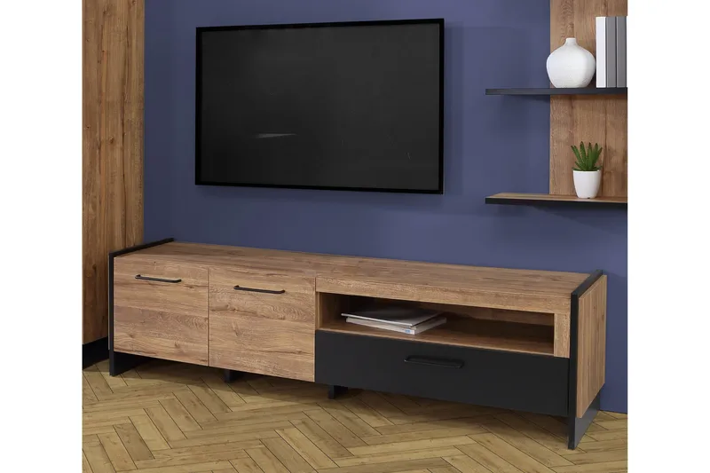 Gevgelija Bogreol 41x187 cm - Brun/Sort - Opbevaring - Hylder & Reoler - Bogreol