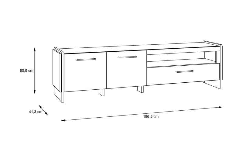 Gevgelija Bogreol 41x187 cm - Brun/Sort - Opbevaring - Hylder & Reoler - Bogreol