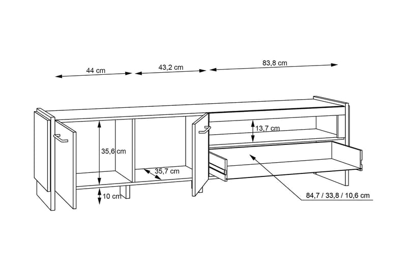 Gevgelija Bogreol 41x187 cm - Brun/Sort - Opbevaring - Hylder & Reoler - Bogreol