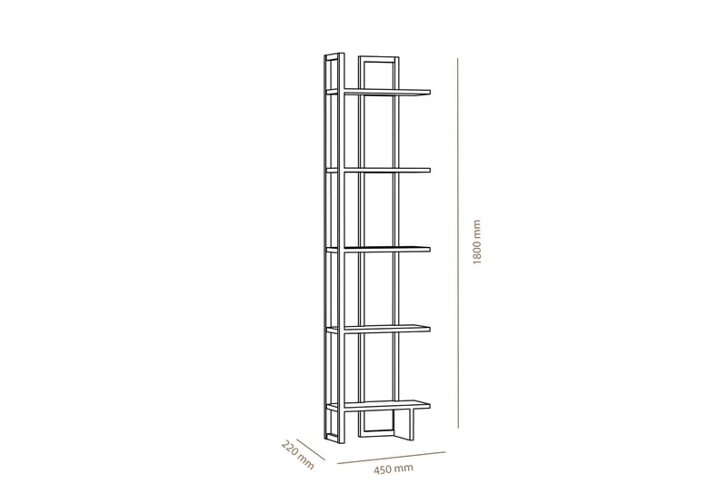 Højde bogreol 45 cm - Brun / sort - Opbevaring - Hylder & Reoler - Bogreol