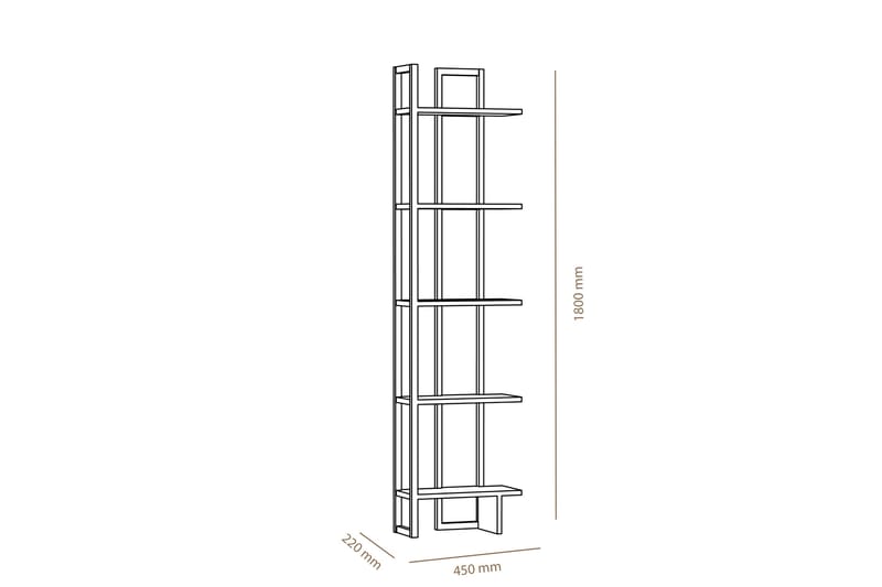 Højde bogreol 45 cm - Brun / sort - Bogreol