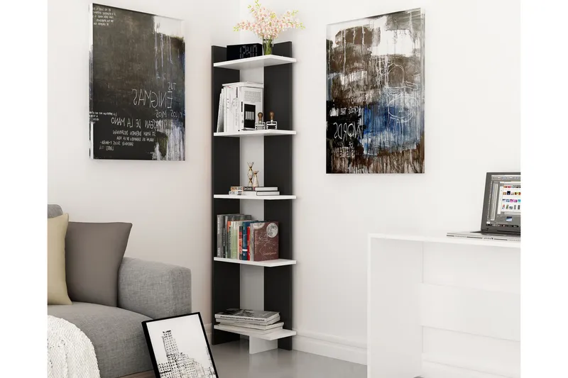 Højde bogreol 45 cm - Sort / hvid - Opbevaring - Hylder & Reoler - Bogreol