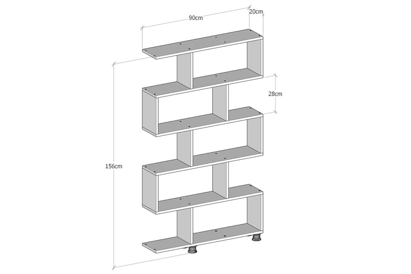 Haciali Reol 90x20 cm 5 Hylder - Natur - Opbevaring - Hylder & Reoler - Bogreol