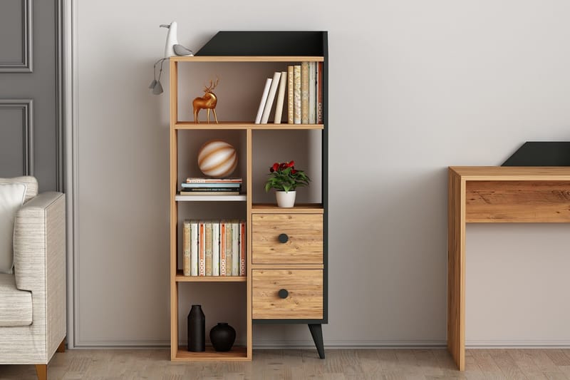 Hafing Bokhylle 61,8x29,8 cm Sort/Brun - Hanah Home - Opbevaring - Hylder & Reoler - Bogreol