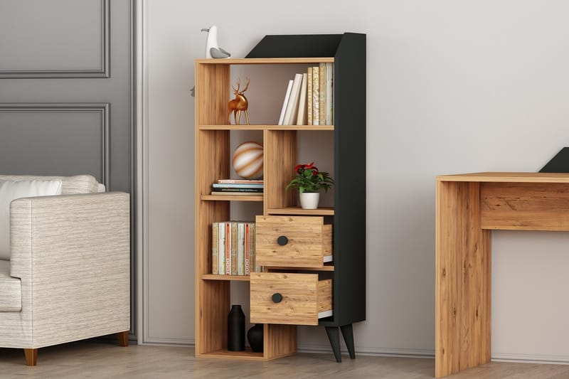 Hafing Bokhylle 61,8x29,8 cm Sort/Brun - Hanah Home - Opbevaring - Hylder & Reoler - Bogreol