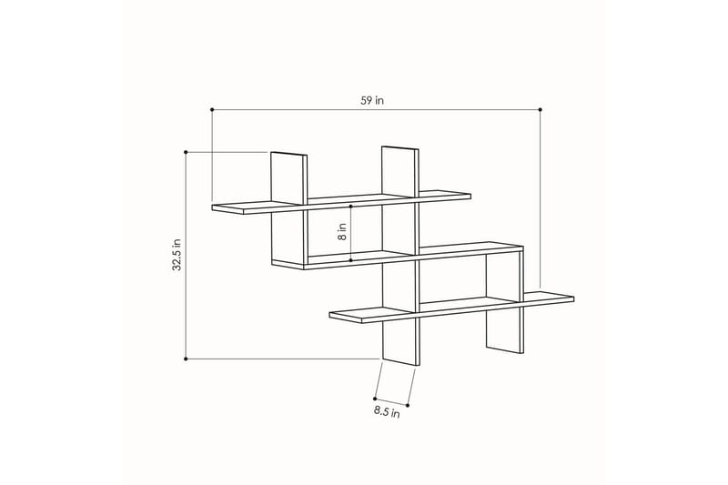 Halic Bogreol 150x22 cm Brun - Hanah Home - Opbevaring - Hylder & Reoler - Væghylde & vægreol