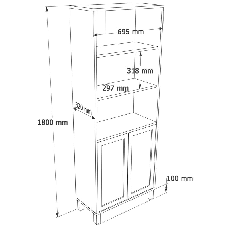 Bogreol Hanah Home Dune (69,5 x 180 x 32 cm) Eg - Eg - Opbevaring - Hylder & Reoler - Bogreol